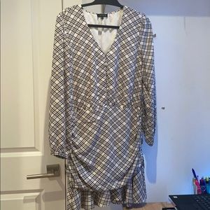 1. state plaid crepe long sleeve dress